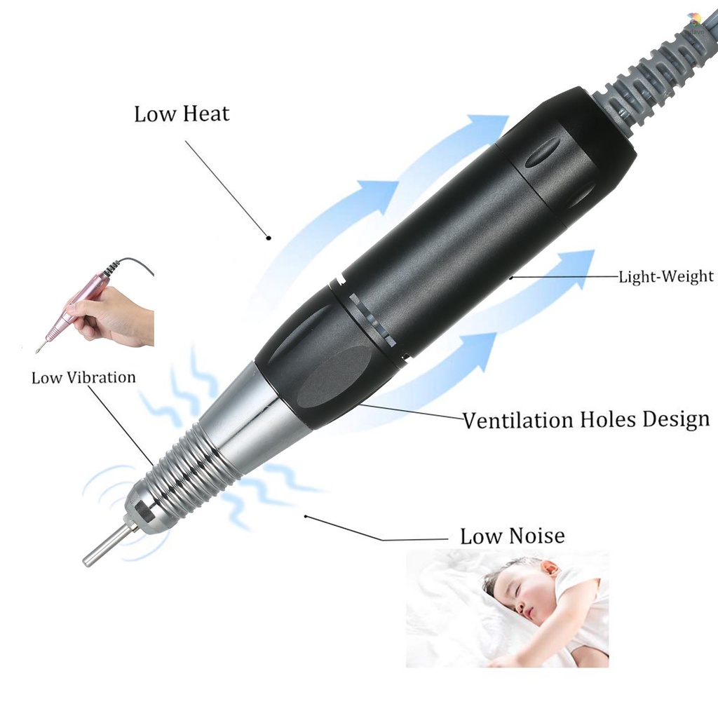 Máy Mài Móng Tay Chuyên Nghiệp 30000RPM E-Ple Phích Cắm EU Tiện Dụng Đen