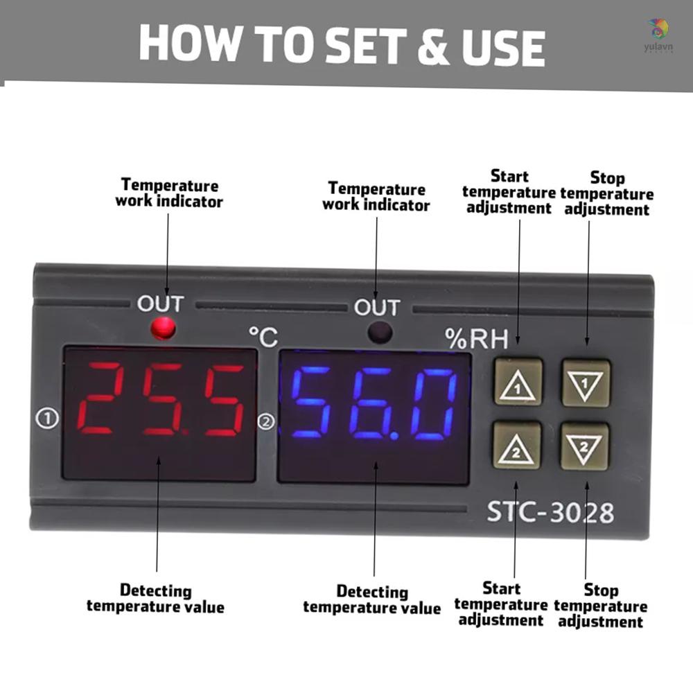 Bộ Điều Chỉnh Nhiệt Độ Và Độ Ẩm Kỹ Thuật Số Với Đầu Ra Cảm Biến Tích Hợp Rơ Le 110-220V