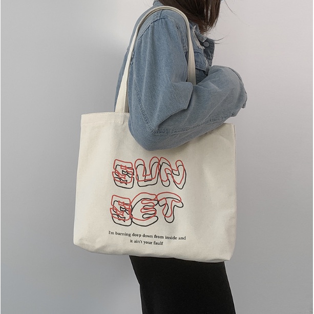 Túi xách vải unisex túi tote bag canvas dày xịn có khóa kéo và ngăn trong totebag cặp đi học giá rẻ  Totte.Store T06