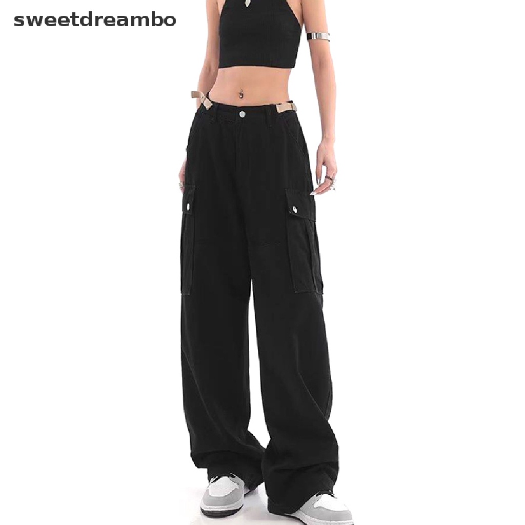 Quần baggy Ống Rộng Lưng Cao Phong Cách hip hop Đường Phố harajuku Thời Trang Mùa Hè 2023 Cho Nữ