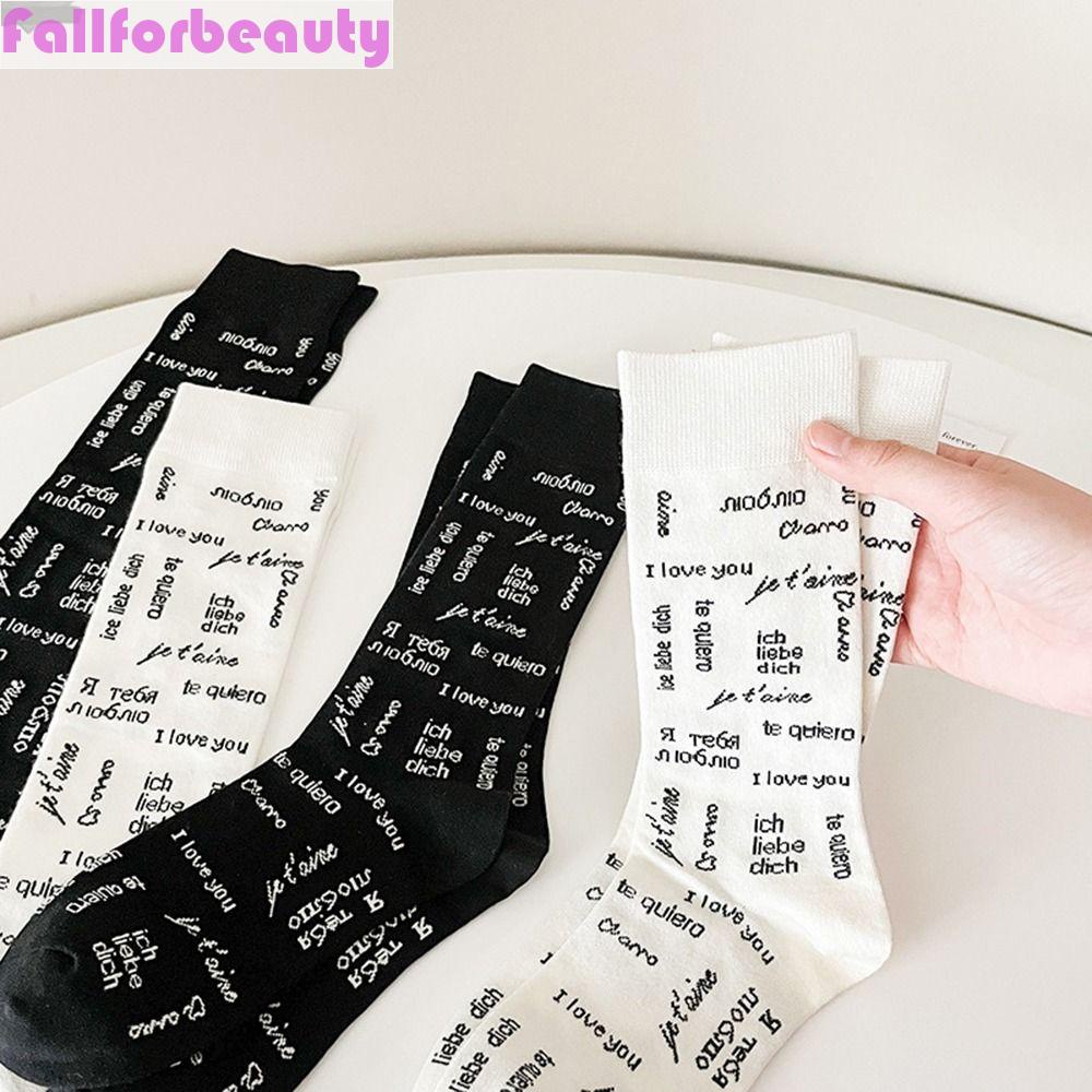 Vớ Dài Ngang Bắp Chân Thoáng Khí In Chữ Phong Cách Harajuku Dễ Thương Cho Nữ