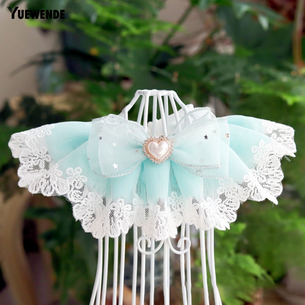 Yue.z Yếm Ăn Hình Nơ Phối Ren Bắt Mắt Cho Thú Cưng