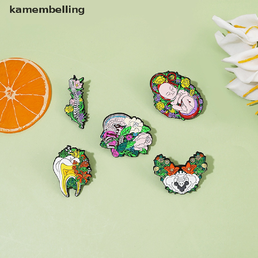 Kamembelling Huy Hiệu Cài Áo Hợp Kim Tráng Men Hình Hoa Trái Tim Bộ Não Thiết Kế Sáng Tạo