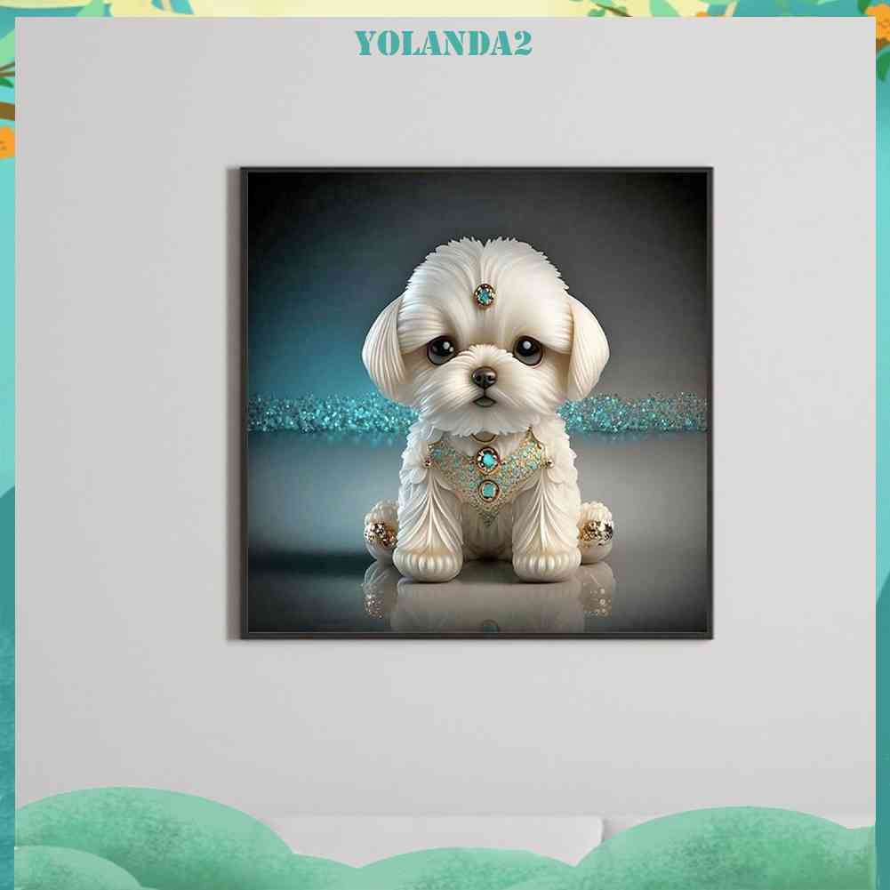 Tranh Đính Đá Kim Cương Toàn Bộ 5D DIY Hình Vẽ Chó Trang Trí Nhà Cửa
