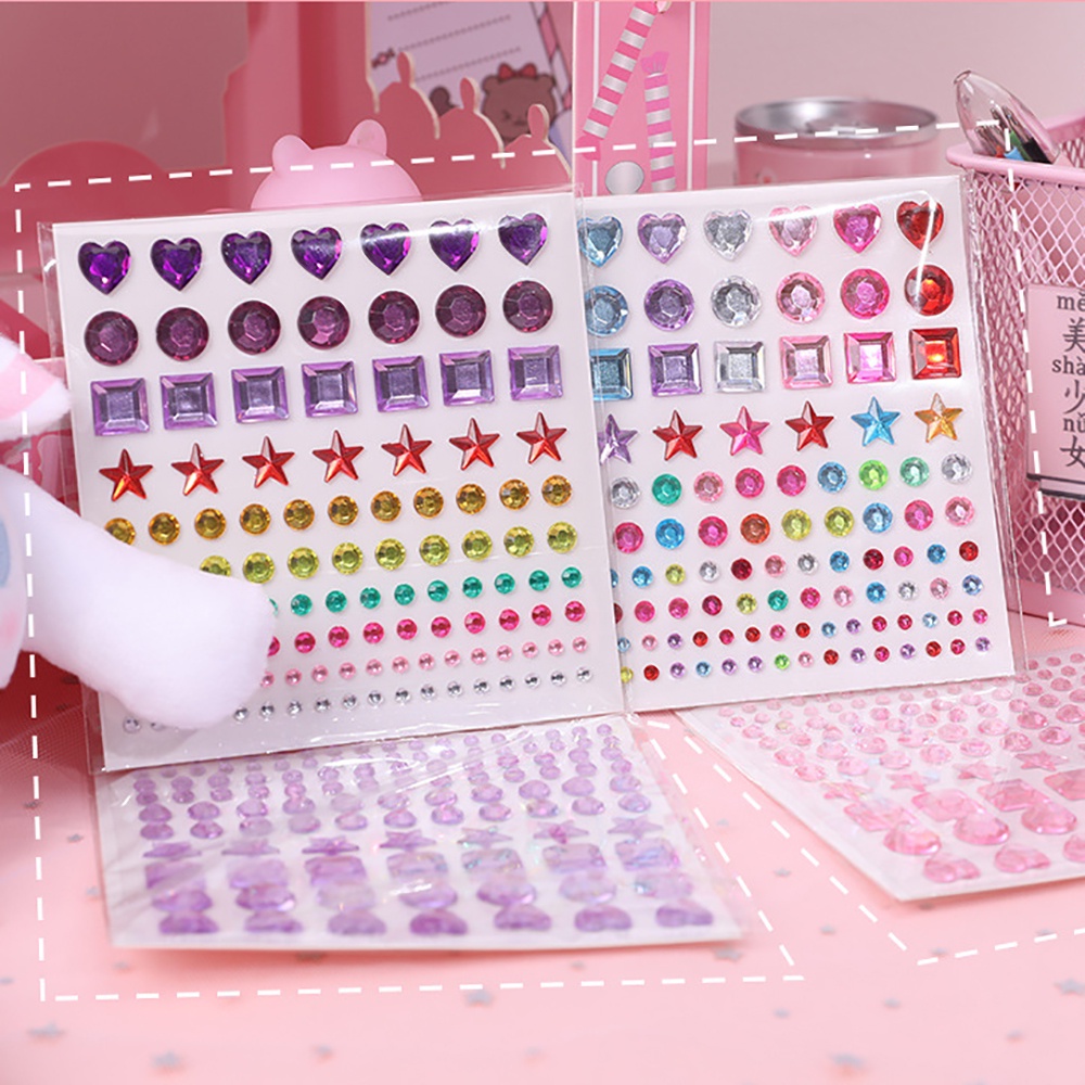 Miếng Dán Hình Trái Tim / Tròn / Ngôi Sao / Đá Quý Tự Dính Dùng Trang Trí Thủ Công