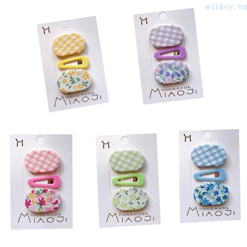 Bộ Kẹp Tóc Nhiều Màu Họa Tiết Hoa Hình Oval Thời Trang Mùa Hè Cho Bé Gái