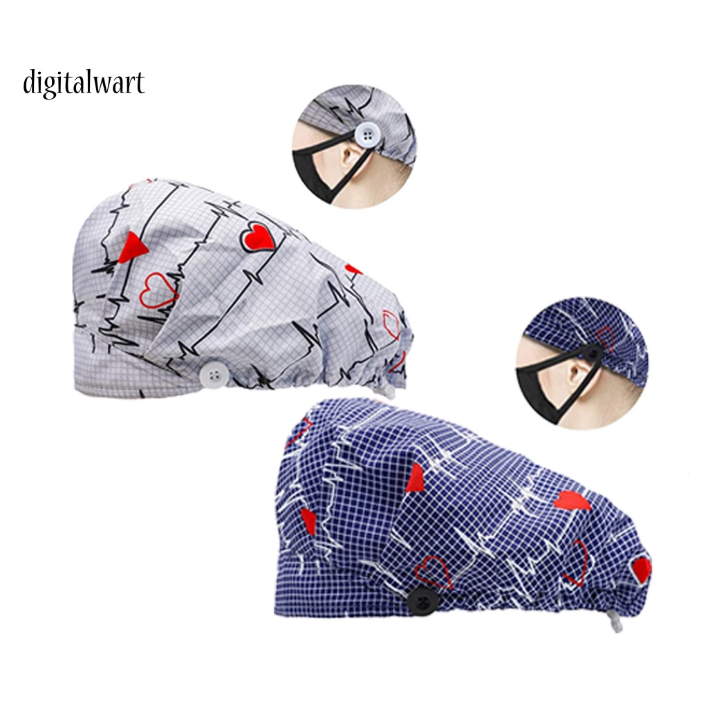 Kỹ Thuật Số| Mũ Trùm Đầu Thấm Hút Mồ Hôi Có Nút Điều Chỉnh Được In Họa Tiết ECG Cho Beautician
