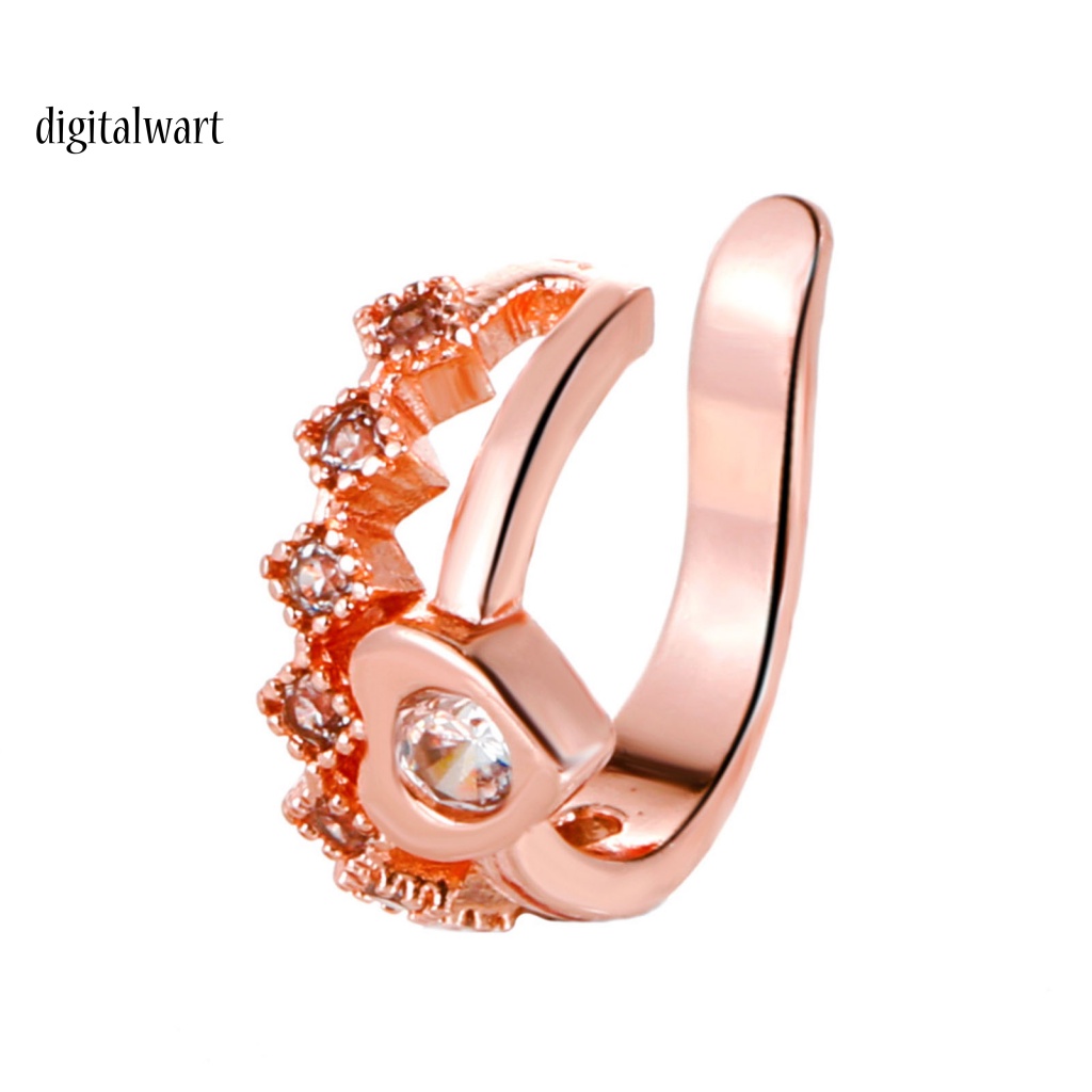 Kỹ Thuật Số| 1 Khuyên Kẹp Vành Tai Hình Trái Tim Đính Đá Thời Trang