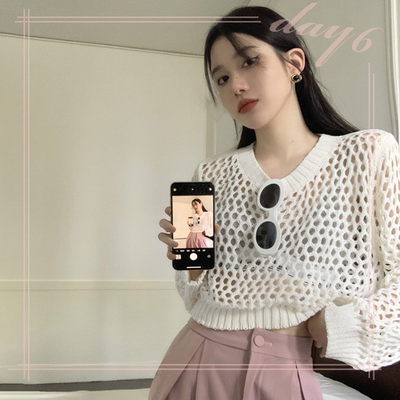Áo Thun Dệt Kim Mỏng Thoáng Khí Chống Nắng Phong Cách Hàn Quốc Cho Nữ