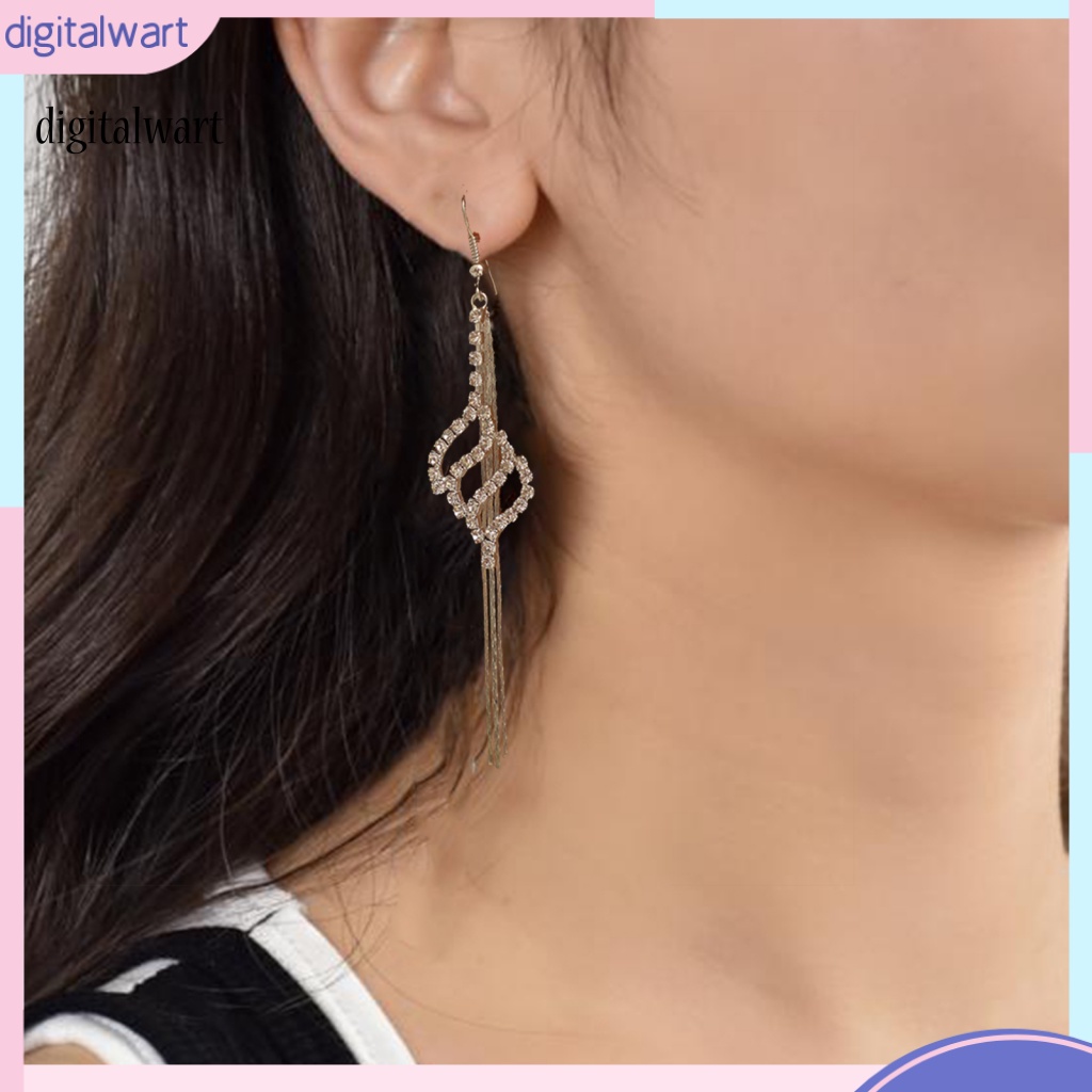 Kỹ Thuật Số| 1 Đôi Bông Tai Dài Đính Đá Sáng Lấp Lánh Thời Trang Dành Cho Nữ