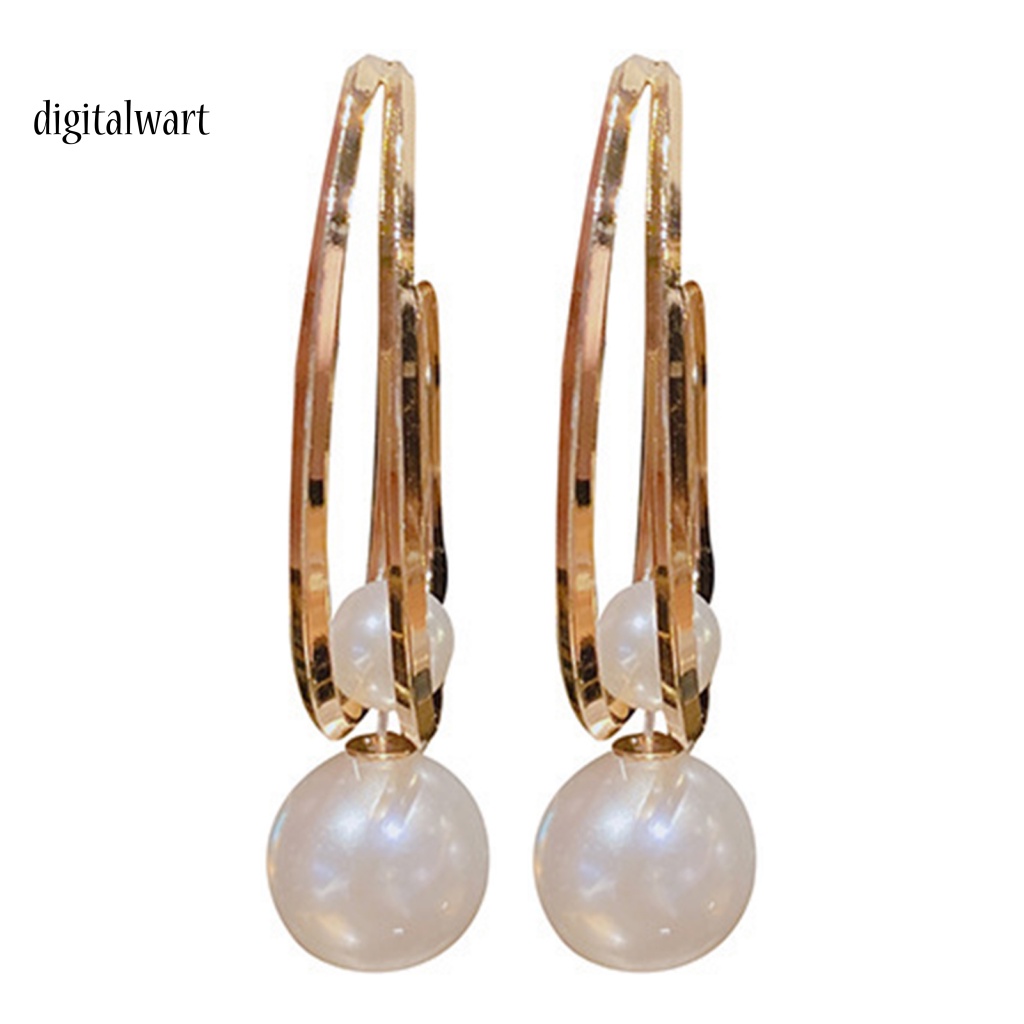 Kỹ Thuật Số| 1 Đôi Bông Tai Tròn Lớn Đính Ngọc Trai Giả Dành Cho Nữ