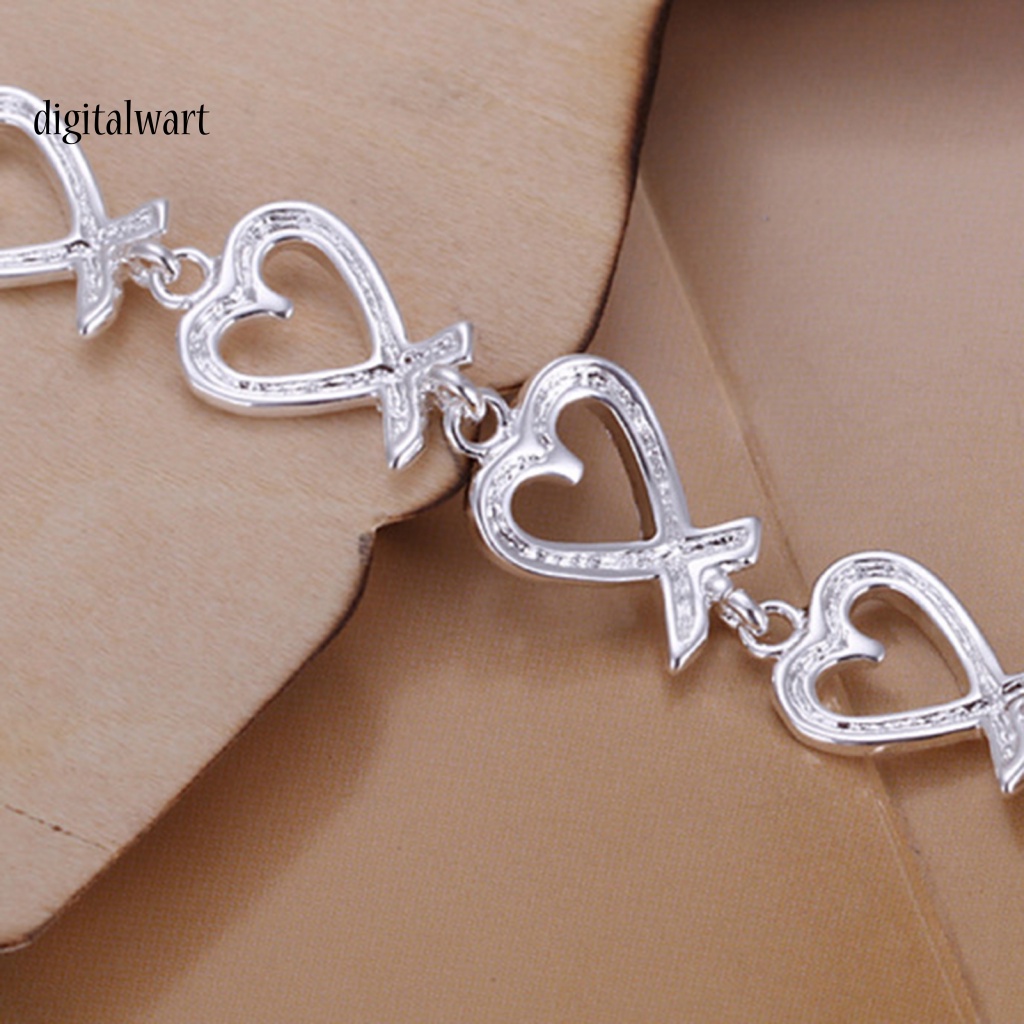 Kỹ Thuật Số| Vòng Đeo Tay Dạng Chuỗi Trái Tim Màu Sắc Bạc Khối Lượng Nhẹ 21cm Dành Cho Nữ