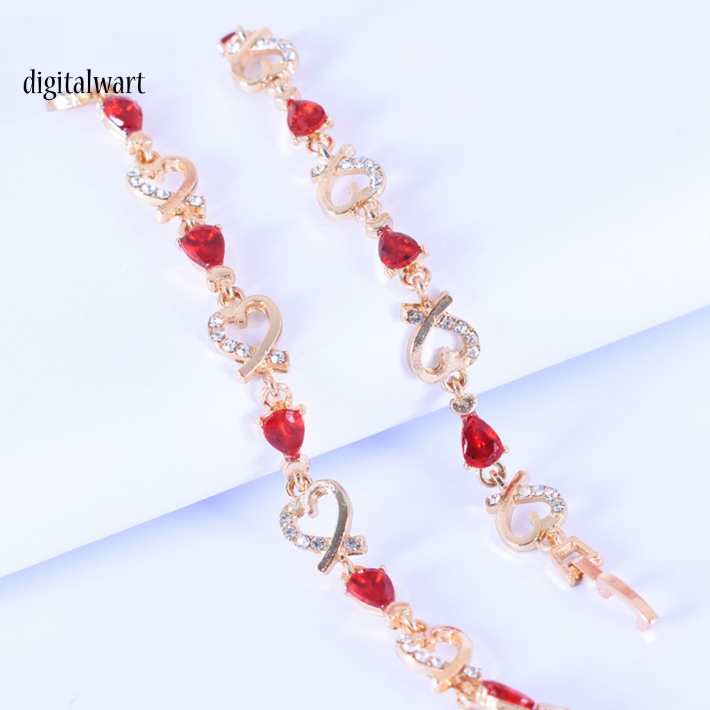 Kỹ Thuật Số| Vòng Tay Hợp Kim Mặt Hình Trái Tim Đính Đá Lấp Lánh Cho Nữ