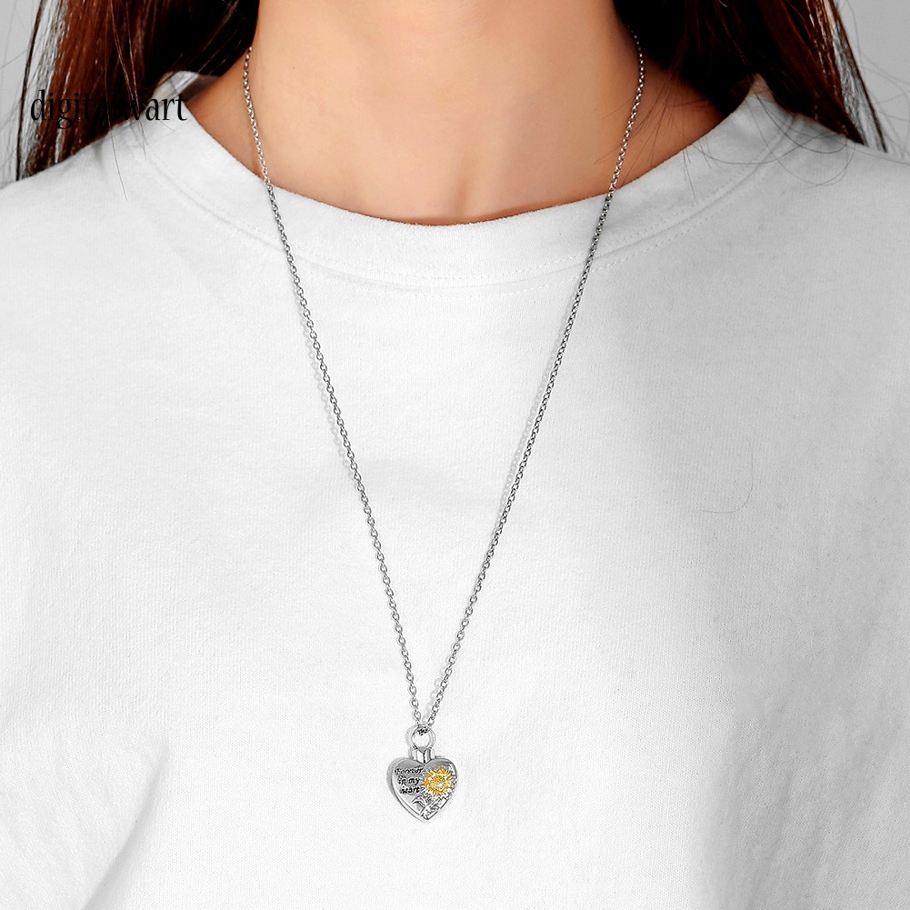 Kỹ Thuật Số| Vòng cổ Mặt Hình Hoa Hướng Dương Khắc Chữ Forever in My Heart Thời Trang Cho Nam Và Nữ