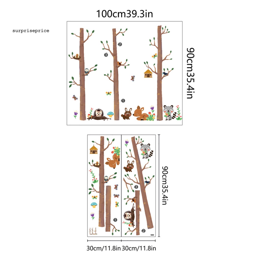 Set 2 Sticker Dán Tường PVC Vinyl Chống Nước Họa Tiết Hoạt Hình Chim Chóc Và Cây Cối Trang Trí Phòng Trẻ Em
