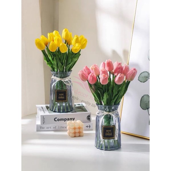 Hoa Tulip giả trang trí chất liệu cao su PU cao cấp 34cm -Lily's decor house
