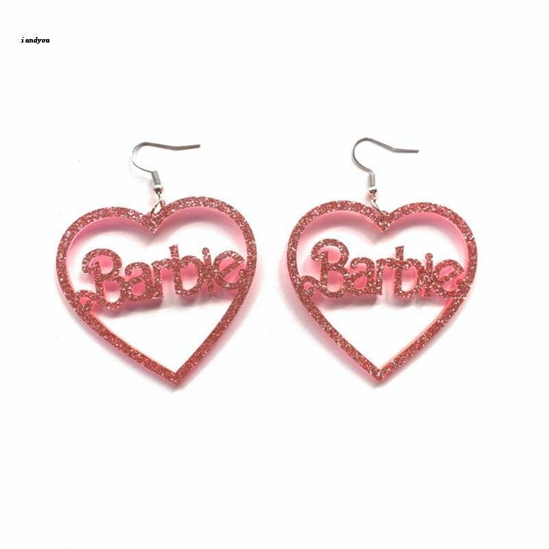 ✿ Bông Tai Hình Trái Tim Khắc Chữ Bằng Acrylic Gọn Nhẹ Thời Trang Cho Nữ