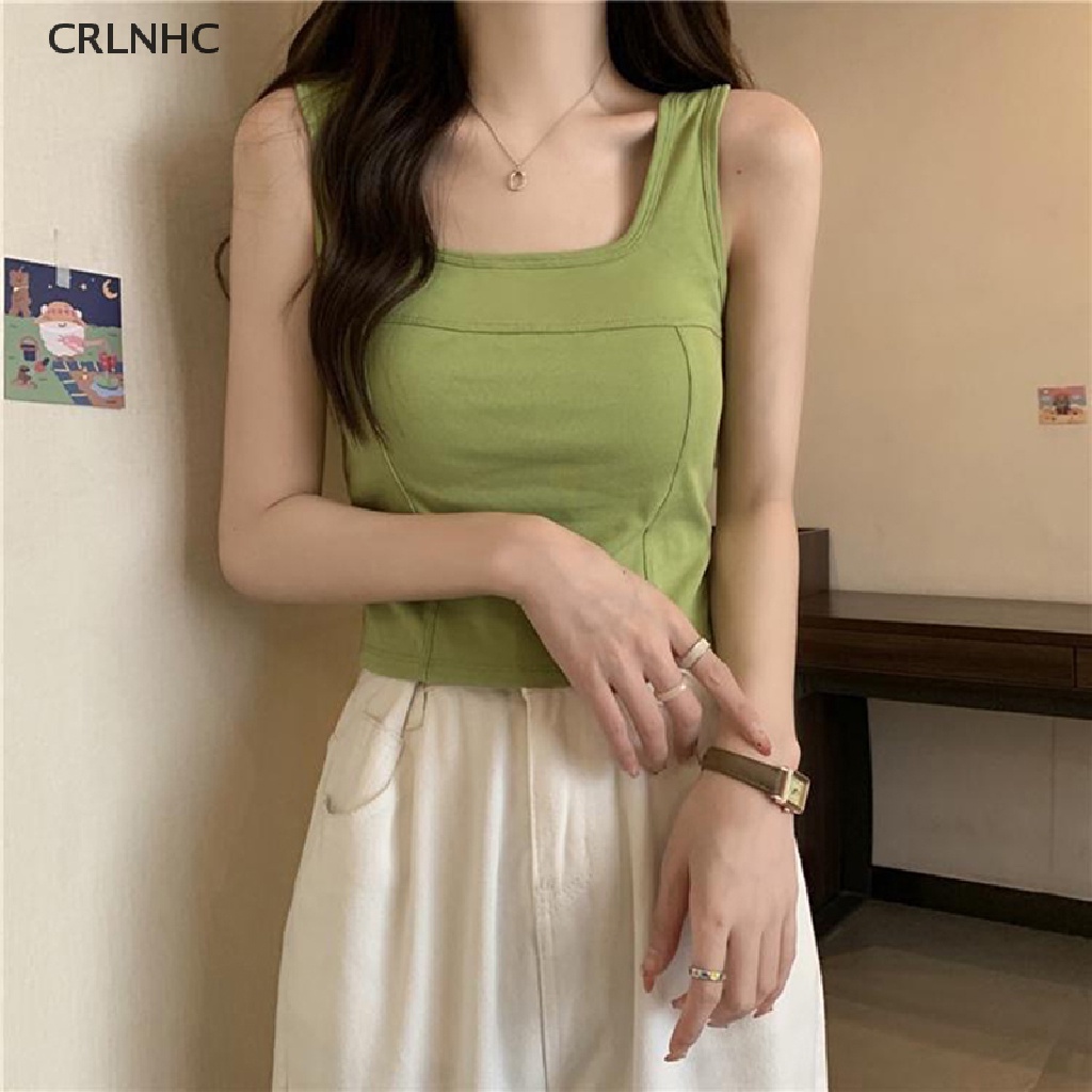 CRLNHC Áo Hai Dây Cổ Vuông Màu Trơn Hở Lưng Thời Trang Mùa Hè Quyến Rũ Cho Nữ