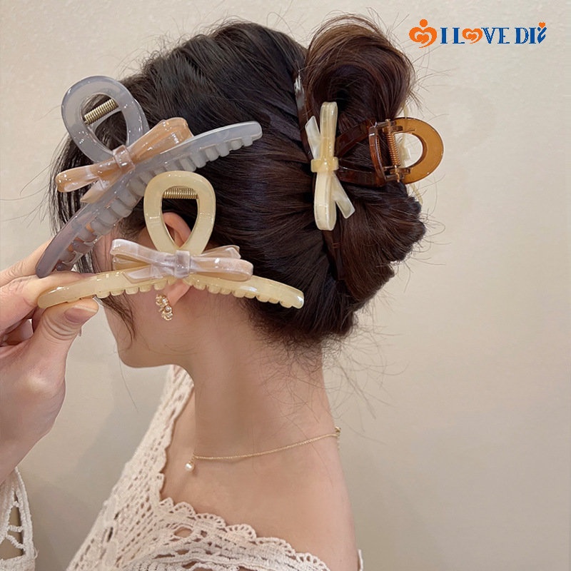 Kẹp Tóc Nơ Lớn Bằng Acrylic Thanh Lịch Đa Năng / Kẹp Tóc Kiểu Pháp
