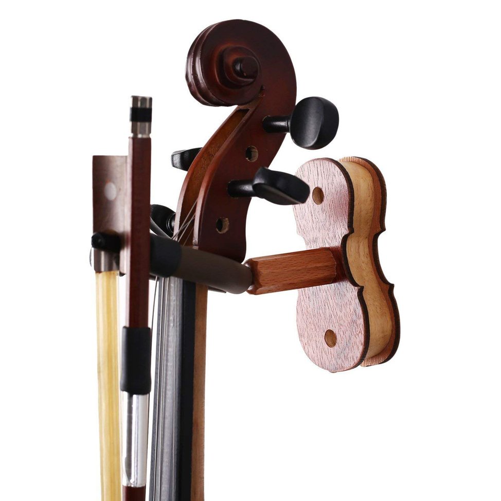 Practical Wall Mounted Violin Fiddle Viola Hanger Hook Wood Base Violin Hanger