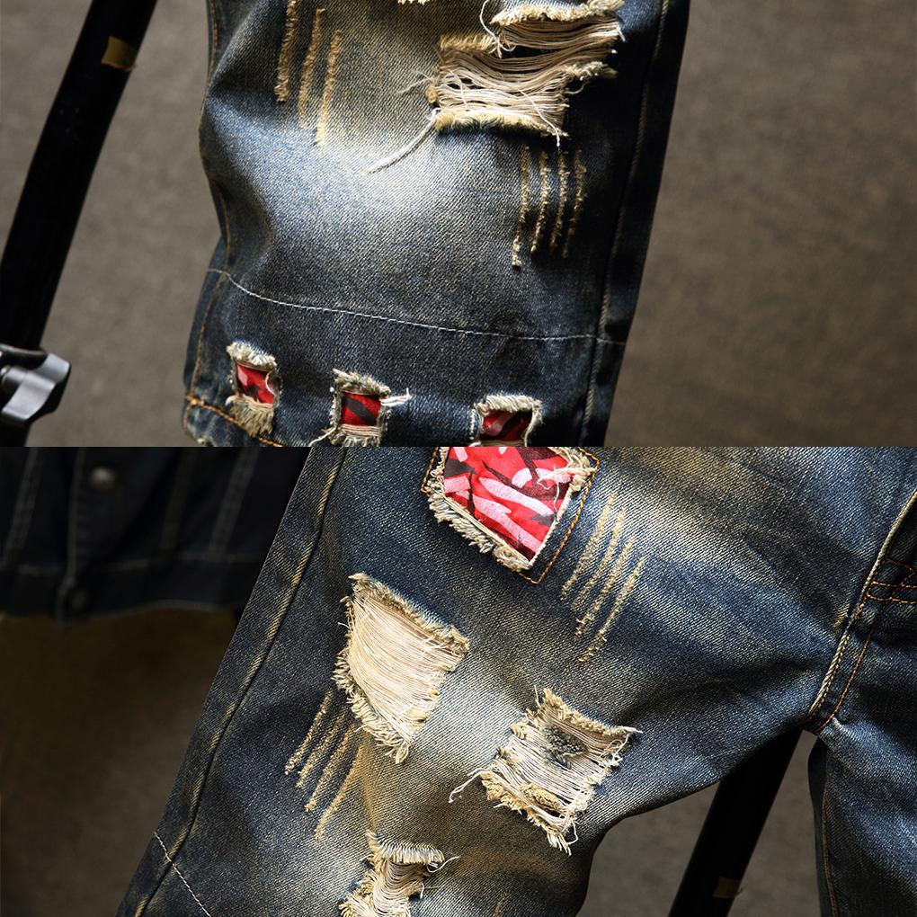 Quần Short Denim Cotton Dáng Rộng Phối Khóa Kéo Rách Thời Trang Mùa Hè Cho Nam