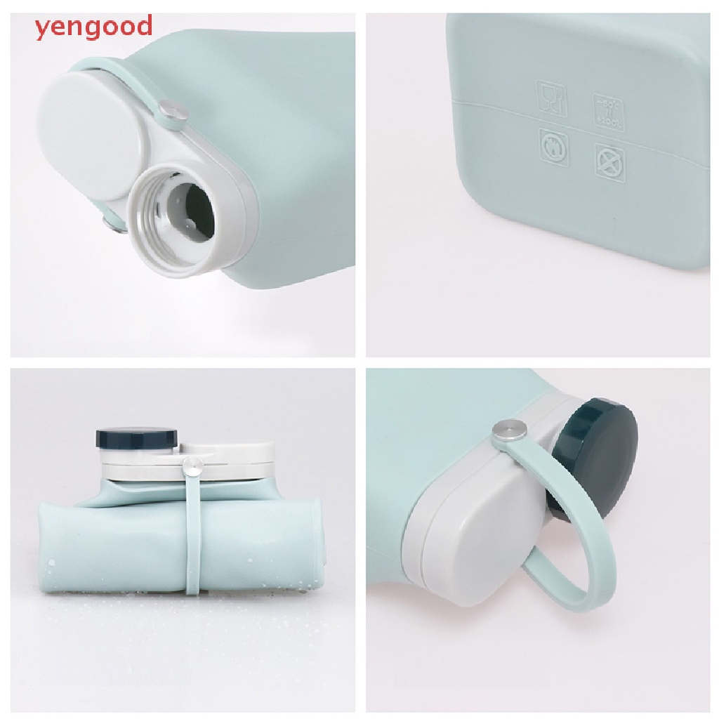 Bình Nước Silicone 600ml Có Thể Gấp Gọn Tiện Dụng Mang Theo Du Lịch