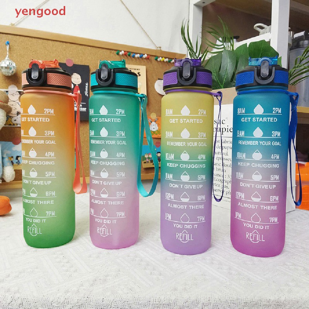 Bình Nước Thể Thao Bằng Nhựa Màu Sắc Gradient Dung Tích Lớn 1000ML