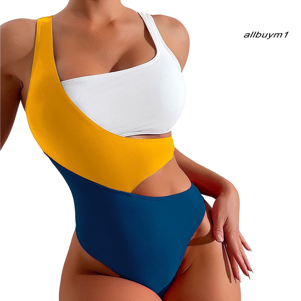 Áo Một Mảnh Cổ Vuông Nâng Ngực Co Giãn Màu Sắc Tương Phản Gợi Cảm Cho Nữ