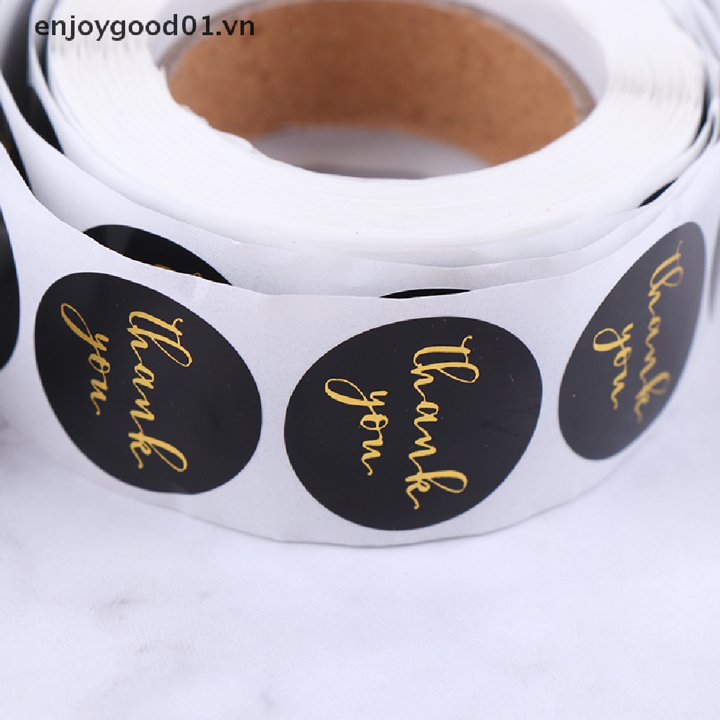 Set 500 Giấy Dán Niêm Phong Bao Thư Màu Đen In Chữ thank you er