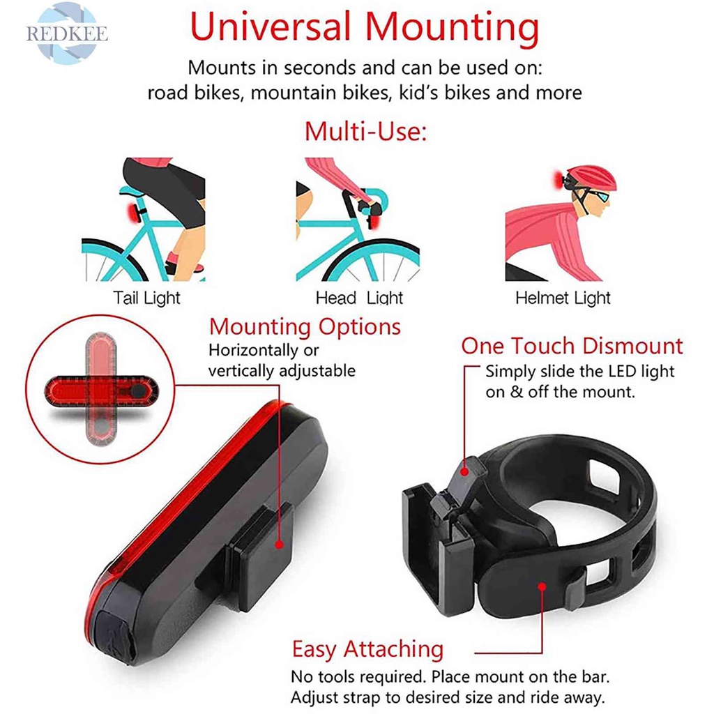 Đèn Đuôi Xe Đạp Có Thể Sạc Lại Bằng Cổng USB Tiện Dụng