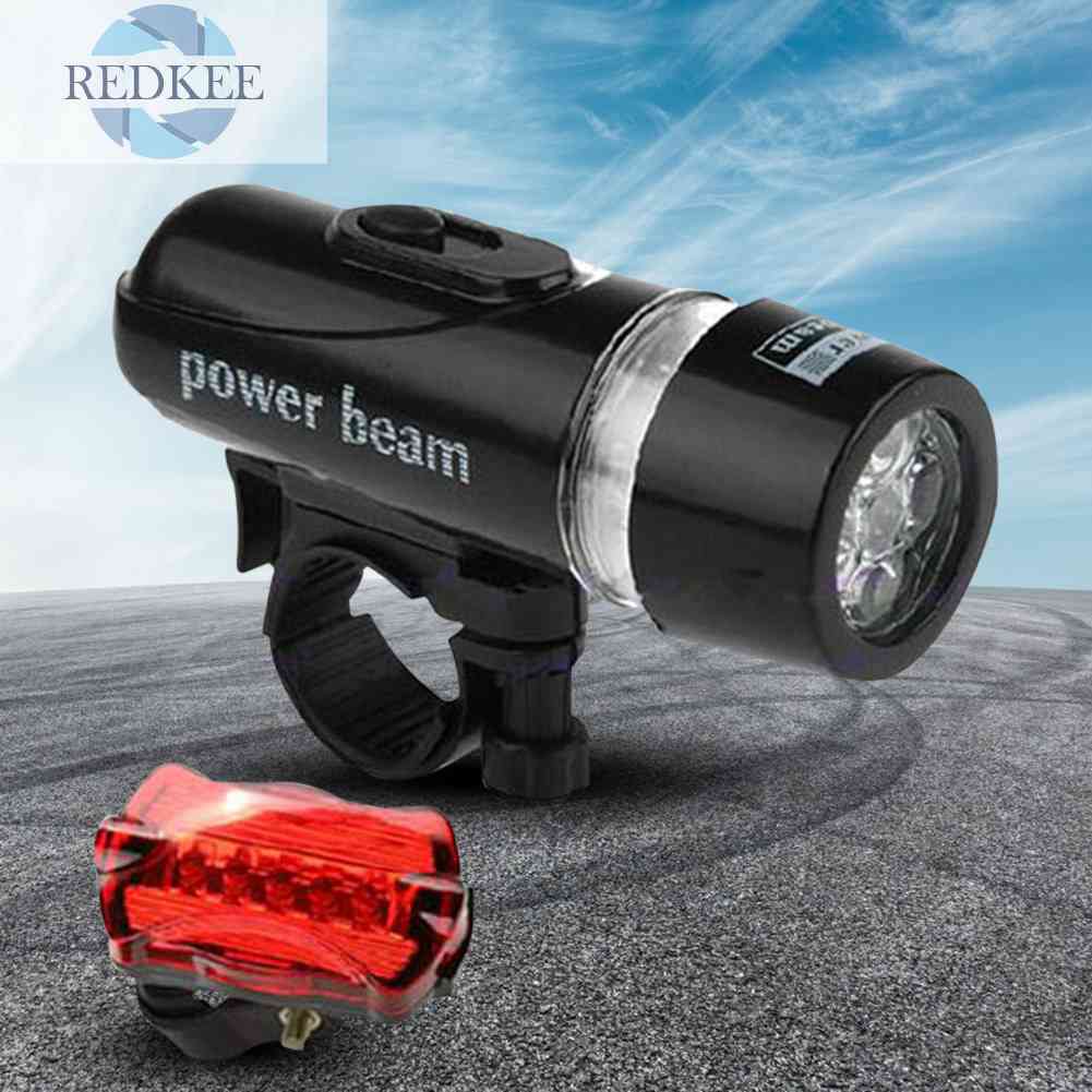 (MớI) Bộ ĐèN Pha Trước Sau 5 LED Cho Xe ĐạP