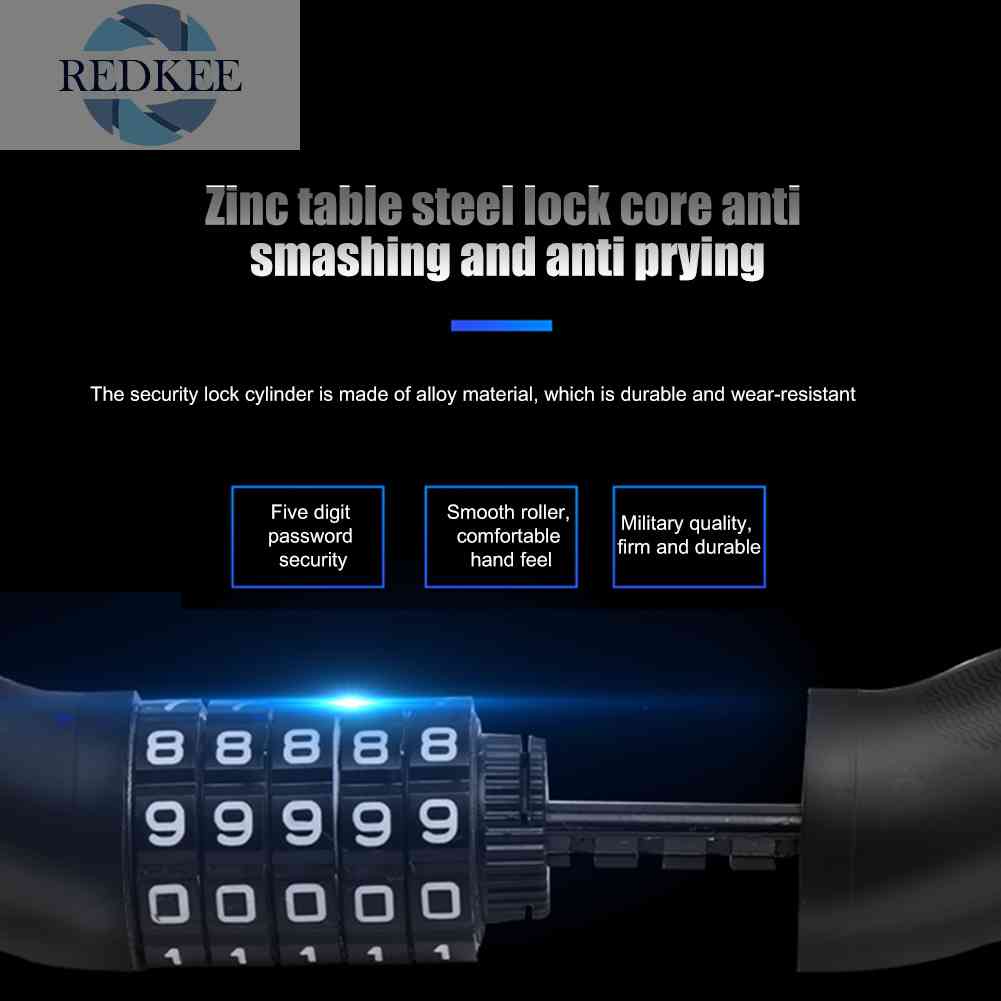 Dây Xích Khóa Xe Đạp / Xe Máy Kết Hợp Mật Khẩu 5 Chữ Số