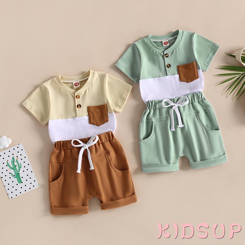 Set Áo Thun Ngắn Tay + Quần Short Lưng Thun Thời Trang Mùa Hè Cho Bé Trai 1 Tuổi