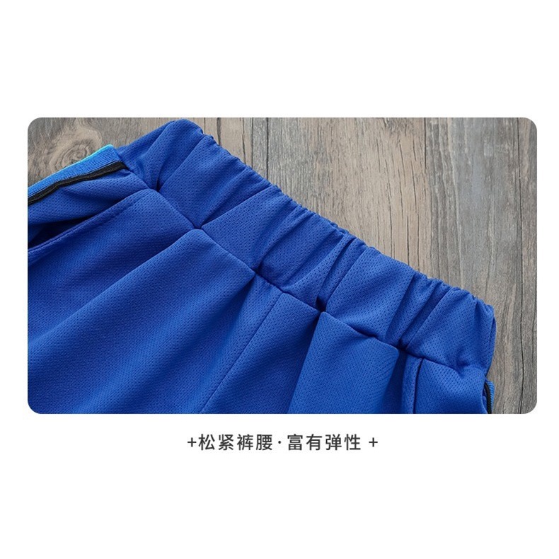 Set Áo Thun Tay Ngắn Và Quần Short Dáng Rộng Phối Lưới Thoáng Khí Nhanh Khô Thời Trang Cho Bé 80-160cm