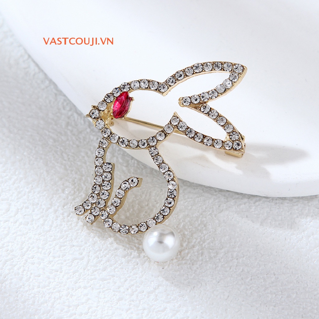 Ghim Cài Áo Hình Thỏ Đính Đá Thời Trang Dành Cho Nữ