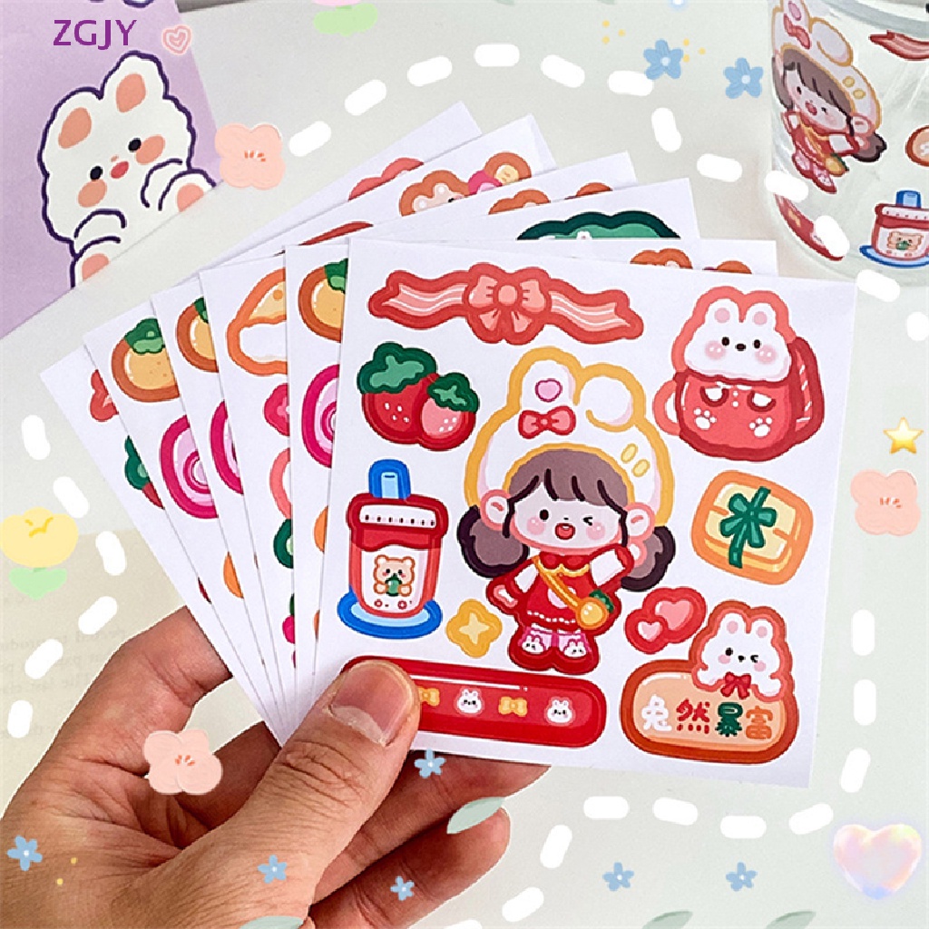Set 10 Sticker Thỏ ZGJY Dễ Thương Dùng Để Trang Trí Sổ Tay Mới