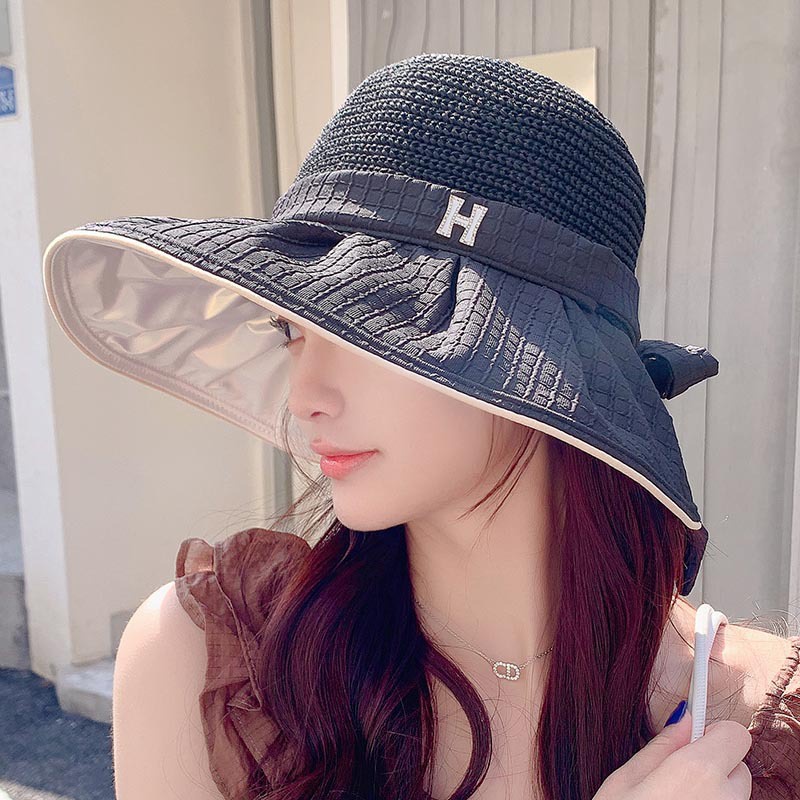 Nón Tai Bèo Rộng Vành Thoáng Khí Đính Nơ Phong Cách Hàn Quốc Thời Trang Mùa Hè Mới Cho Nữ