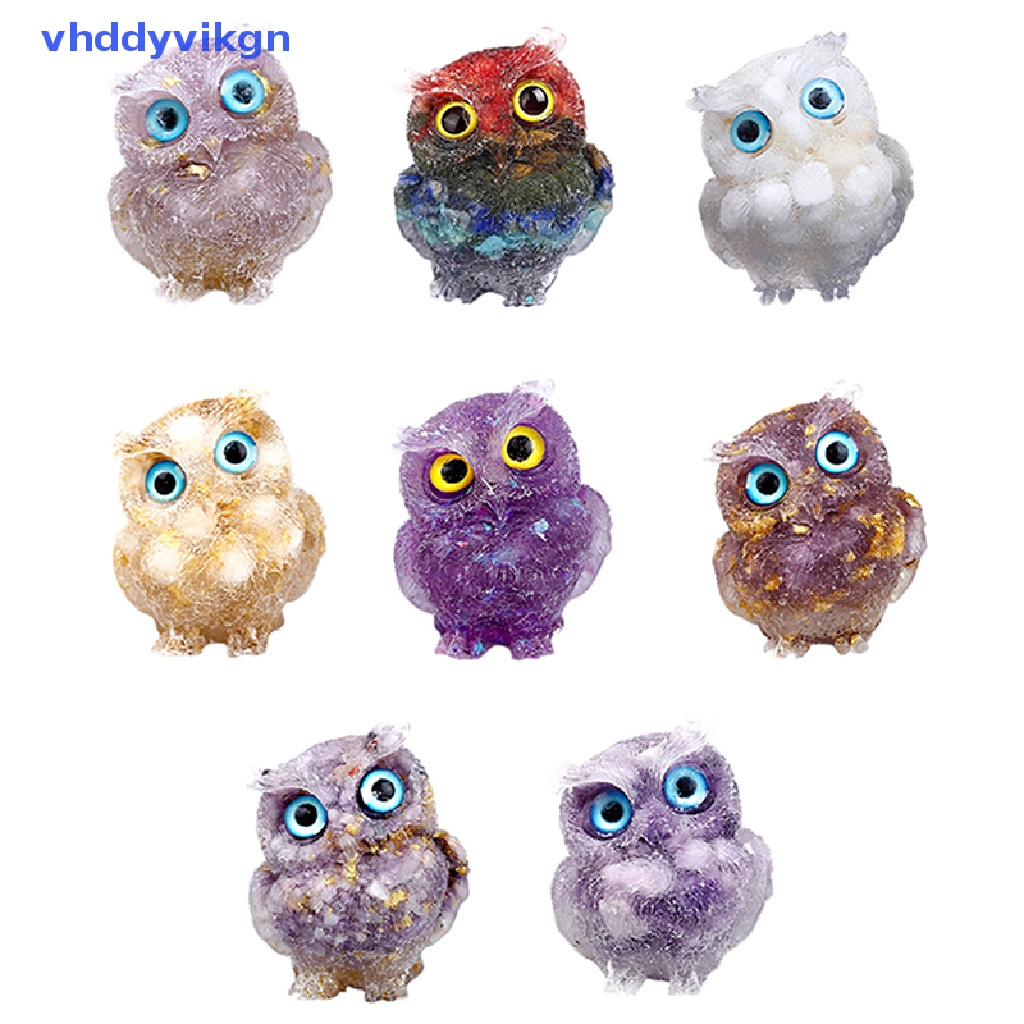 1 Tượng Cú Mèo Bằng Đá Pha Lê Tự Nhiên Thủ Công Dùng Trang Trí