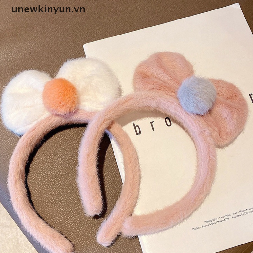 Băng Đô Vải Lông Đính Nơ Thời Trang Thu Đông Dễ Thương Cho Nữ