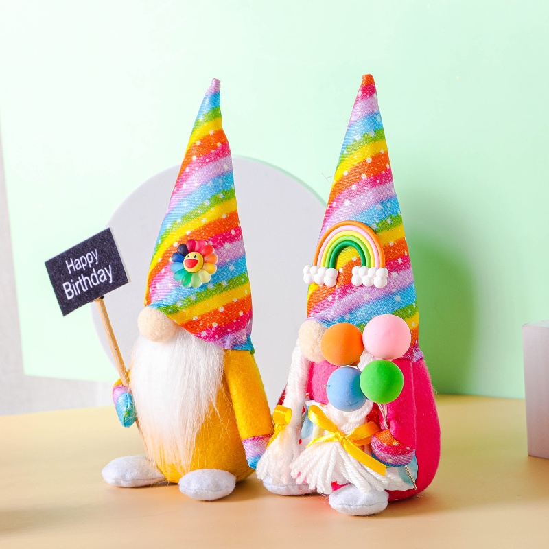 Best Happy Birthday Gnome Khay Trang Trí Hình Cầu Vồng Mùa Xuân Hè Tomte Gnomes Nhồi Bông Scandinavian Elf