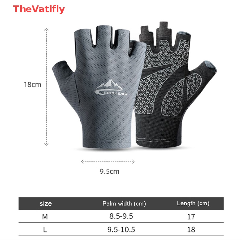 Găng Tay Nửa Ngón Bằng Lụa Lạnh Gọn Nhẹ Chống Trượt Thoáng Khí