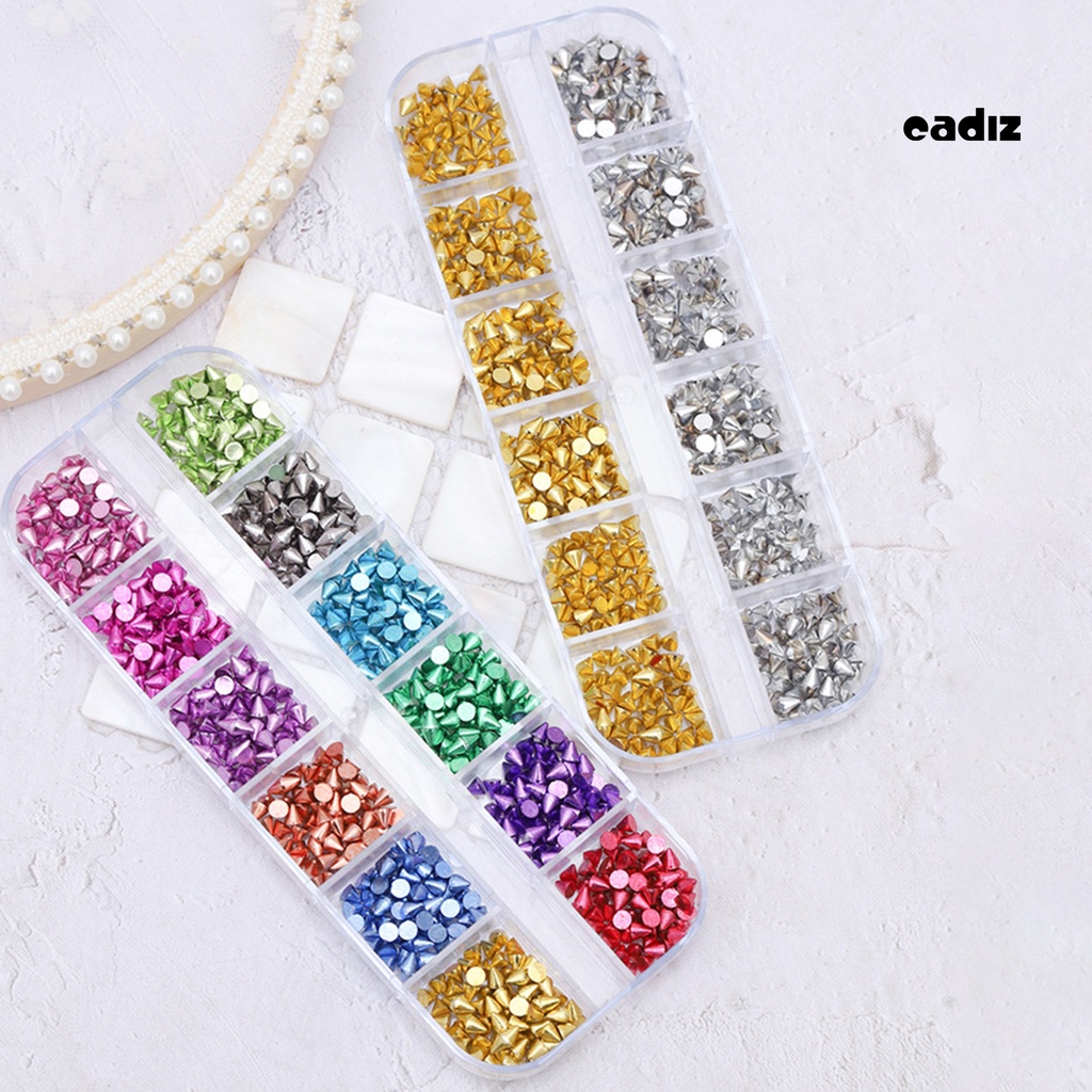 1 Hộp Đinh Tán 12 Ngăn Không Phai Màu Chống Oxy Hóa Chống Rơi Có Thể Tháo Rời Dùng Trang Trí Móng Tay DIY