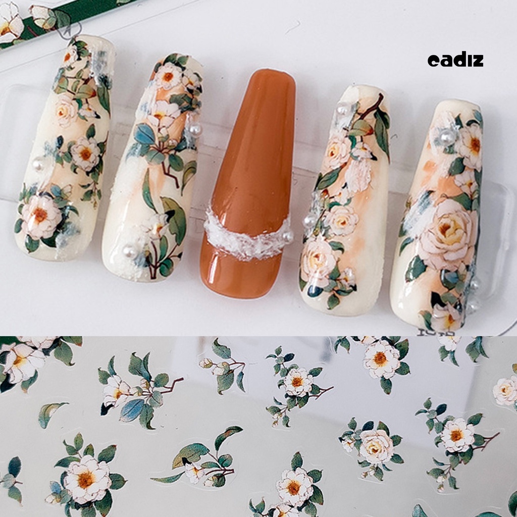 Miếng Dán Móng Tay Tự Dính Không Phai Siêu Mỏng Họa Tiết Hoa Phong Cách Nhật Bản Cho Nữ