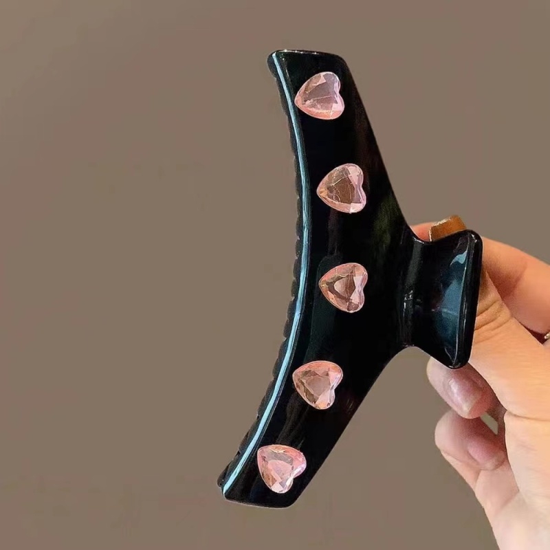 Kẹp Tóc Hình Trái Tim Bằng Acrylic Màu Đen Ngọt Ngào Thời Trang Hàn Quốc Cho Nữ