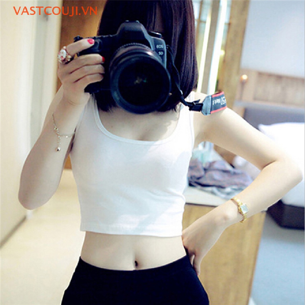 Áo Croptop Sát Nách Màu Trắng / Đen Thời Trang Mùa Hè Cho Nữ