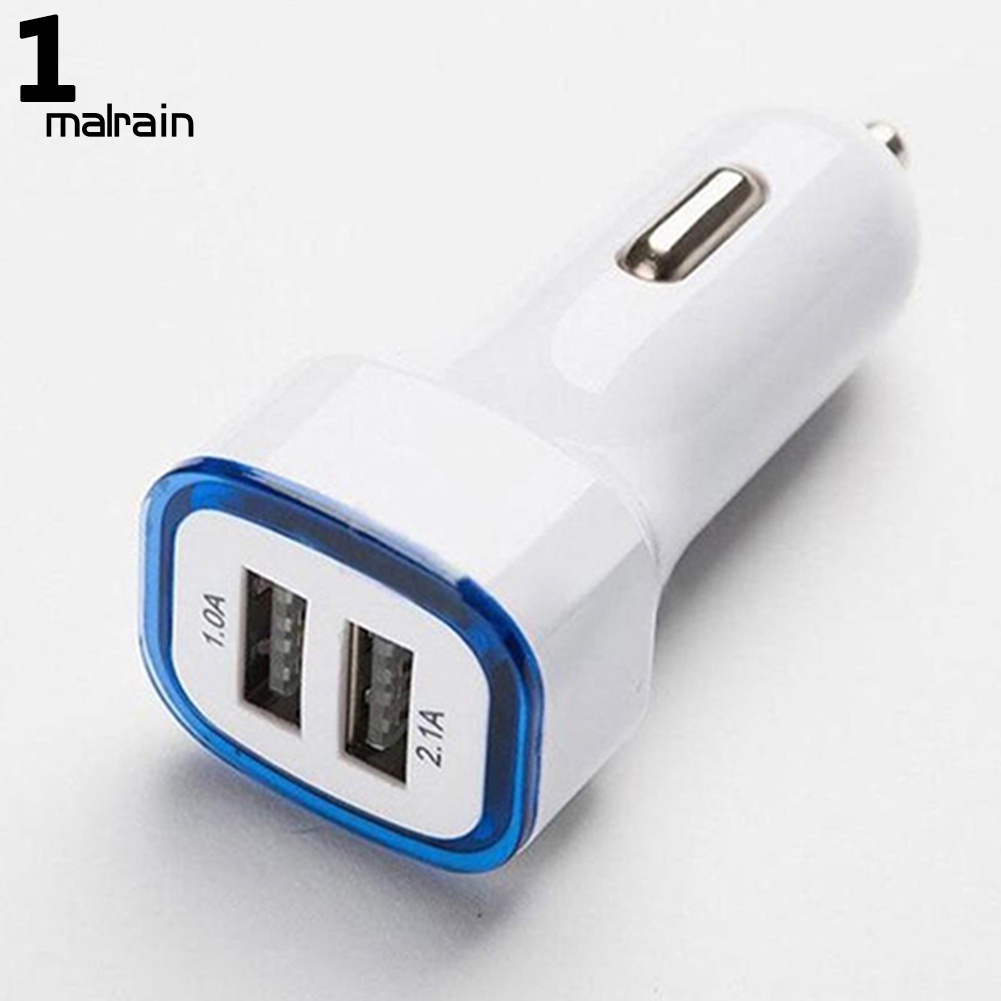 Tẩu Sạc Hai Cổng USB 2.1A Tích Hợp Đèn LED Cho iPhone iPad Samsung Galaxy