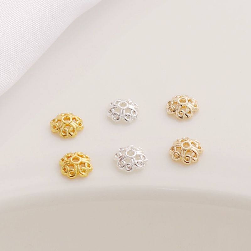 Set 50 Hạt Xỏ Lỗ Nhỏ 6mm Màu Sắc Bạc 18K Dùng Để Làm Trang Sức diy