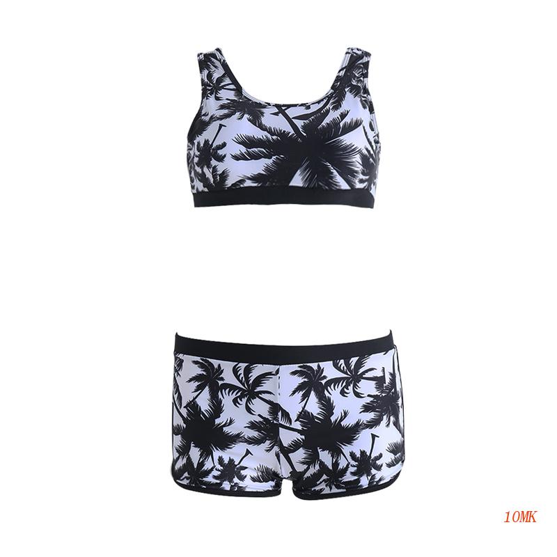 Bộ Đồ Bơi Áo Croptop Phối Quần Short Lưng Cao In Hoa Thời Trang Đi Biển Quyến Rũ Cho Nữ