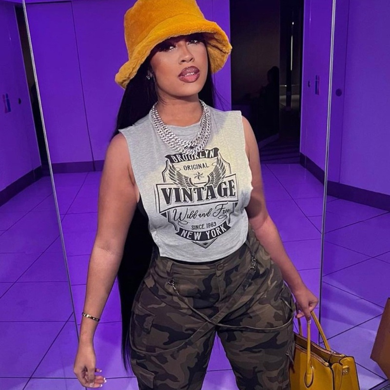 Áo Croptop Sát Nách Cổ Tròn Thiết Kế Xẻ Tà Thời Trang Cho Nữ Y2k