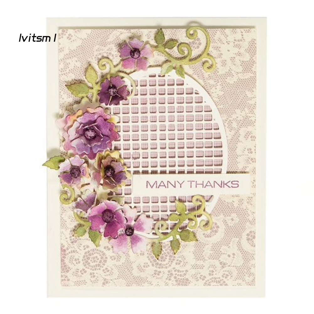 Khuôn Cắt Giấy Làm Từ Kim Loại Hình Oval Và Lưới Hoa Trang Trí Scrapbook